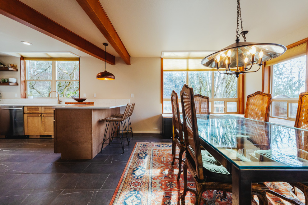 Dining room - rustic dining room idea in Seattle