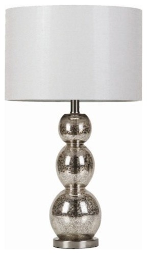 Coaster Contemporary Metal Table Lamp with Drum Shade in Silver