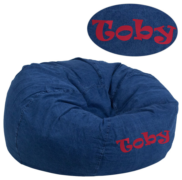 Personalized Oversized Denim Bean Bag Chair for Kids and Adults Contemporary Bean Bag Chairs