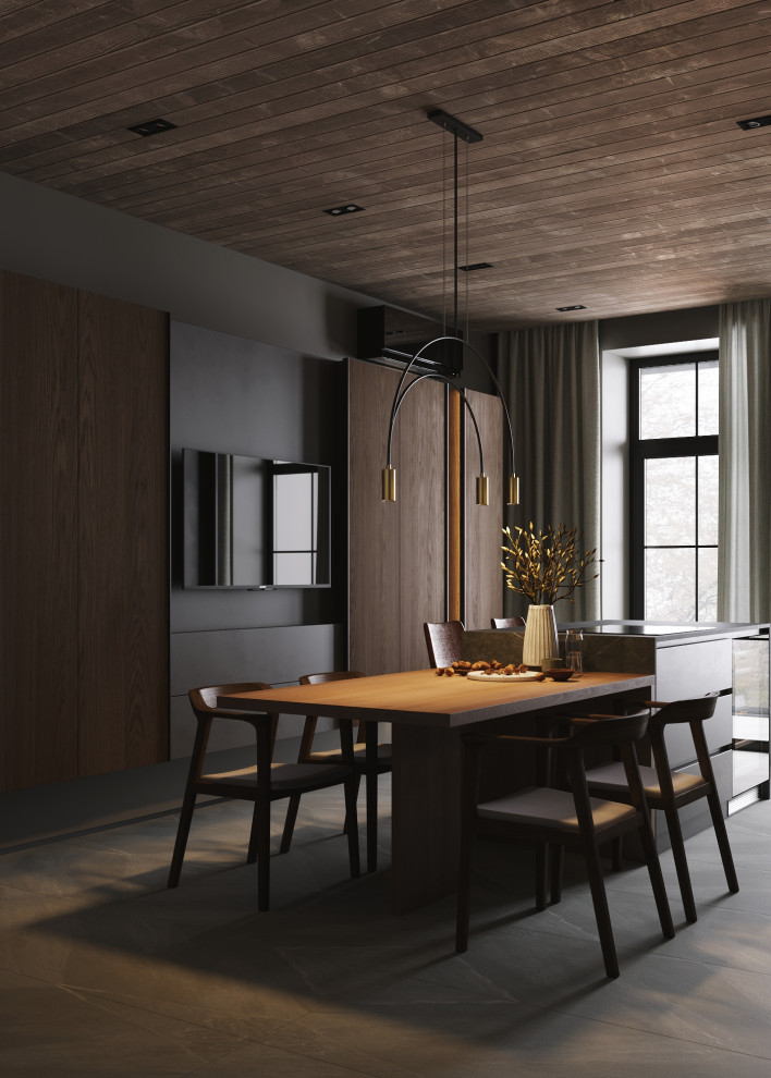 Кухня в большом доме.