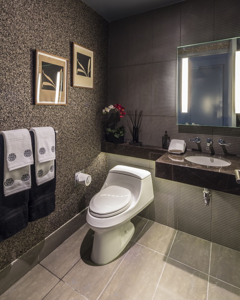 Trendy powder room photo in New York