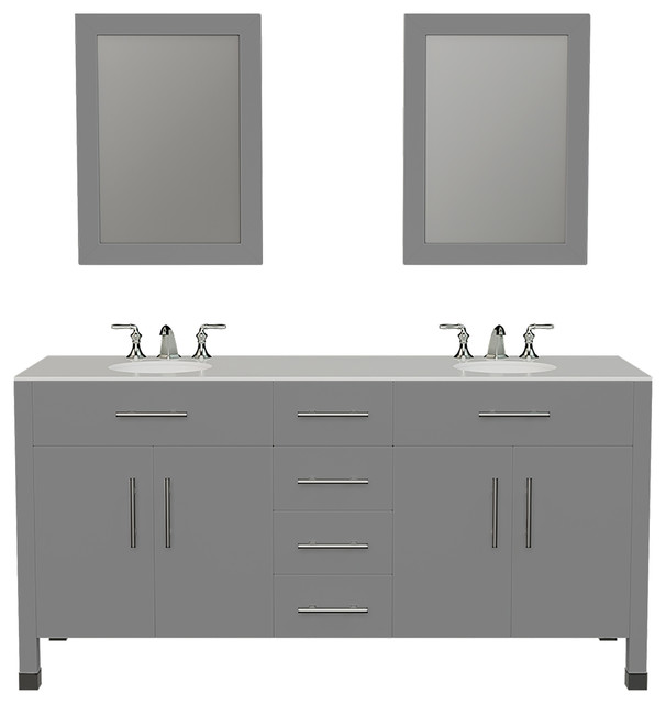 72 Double Basin Gray Bathroom Vanity Set