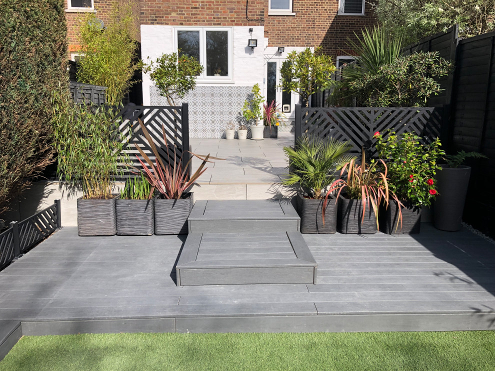 Composite decking, astro turf and patio