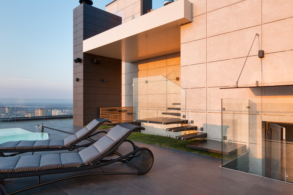 Stylish monochromatic white penthouse
