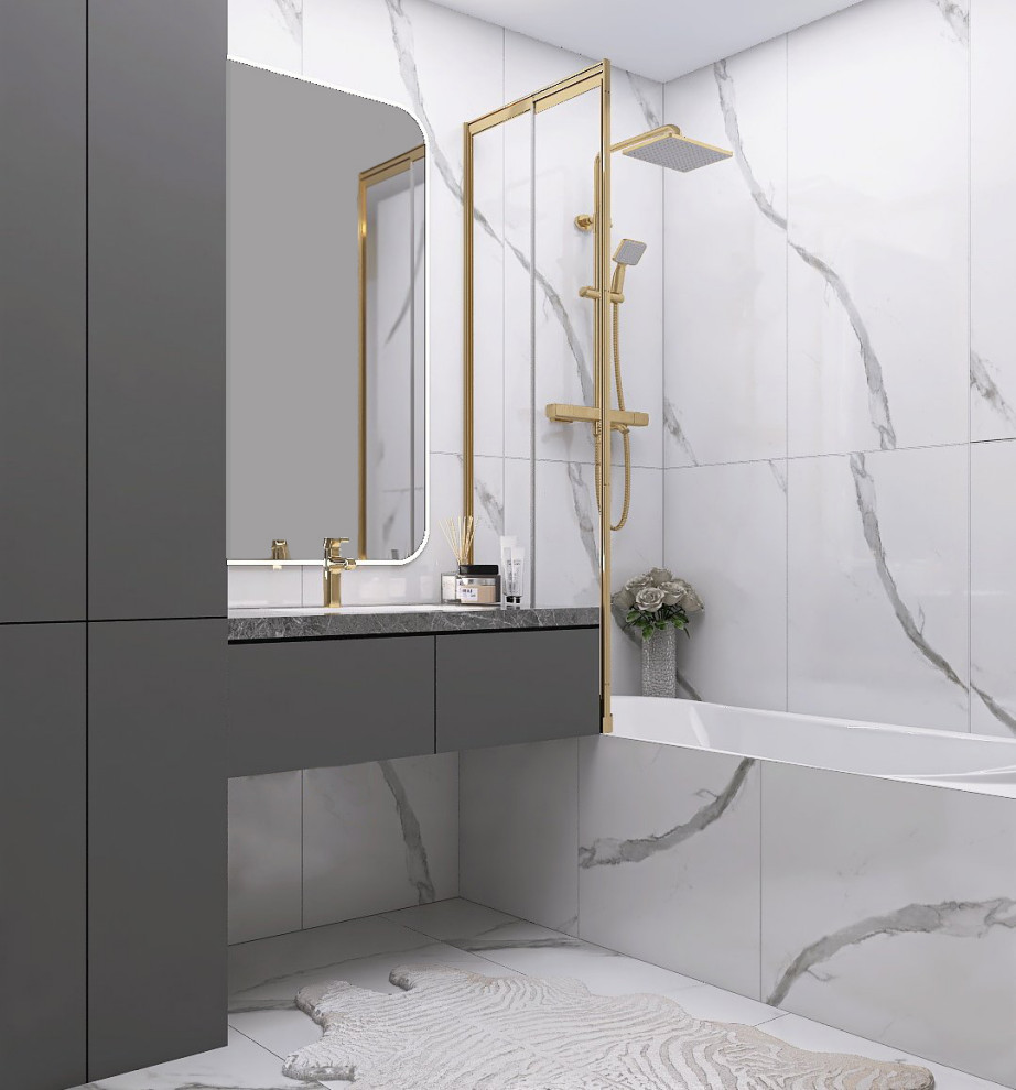 Квартира с золотыми и винными акцентами и элементами ар-деко