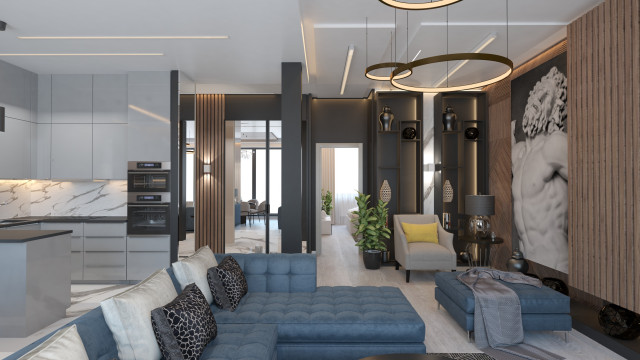 L&auml;genhet i Moskva Tverskaya contemporary-living-room