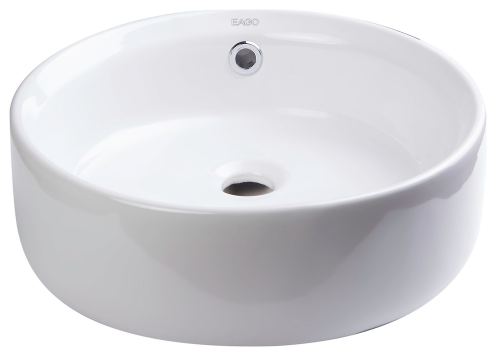 16" Round Ceramic Above Mount Bathroom Basin Vessel Sink