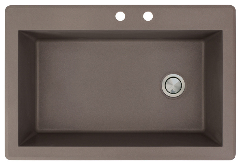 Radius 33" silQ Granite Single Bowl Kitchen Sink with 3 Holes in Espresso