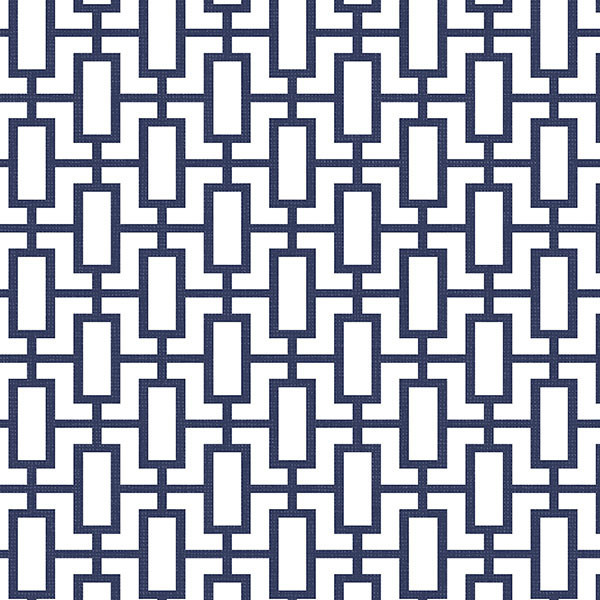 Modern Geometric Wallpaper, Navy Blue and White, Sample