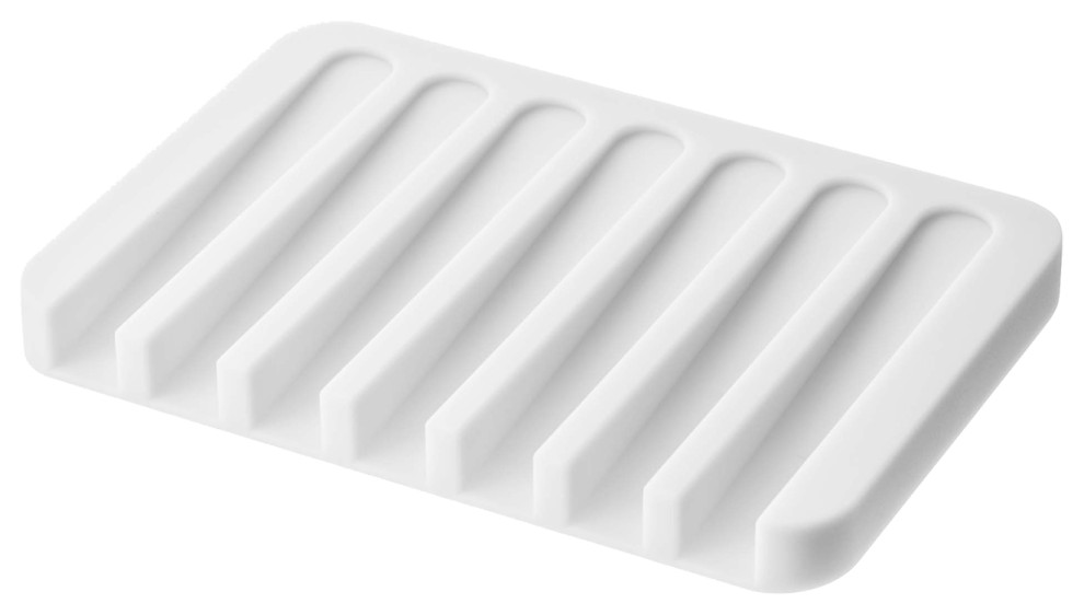 Self-Draining Soap Tray, Silicone, White