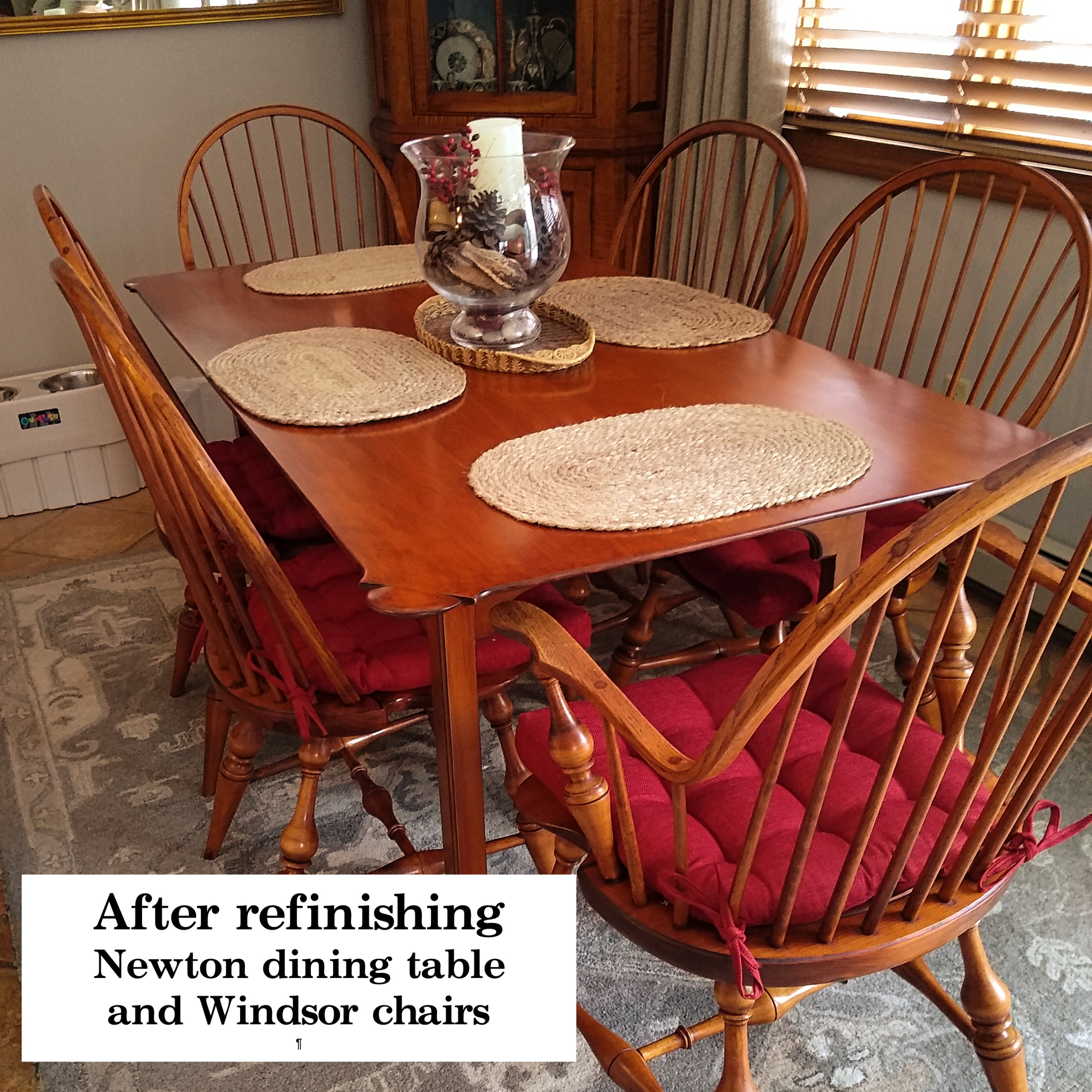Newton dining table & Windsor chairs refinishing