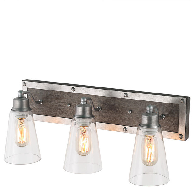 Lnc 3 Light Wood Wall Sconces Indoor Lamps Glass Rustic