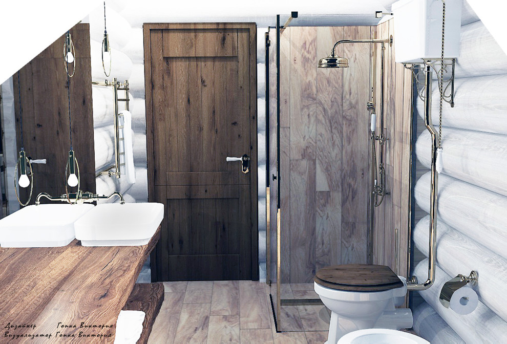 Ванная комната (круглый брус) с элементами лофта