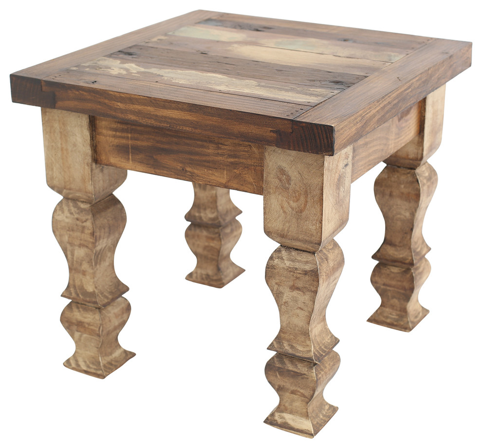 Rustic Old Door Reclaimed Wood End Table, Antique White
