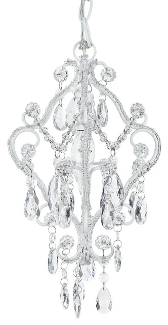Mini 1 Light Crystal Beaded Nursery Chandelier White Tiffany Mini 1 Light Crystal Beaded Nursery