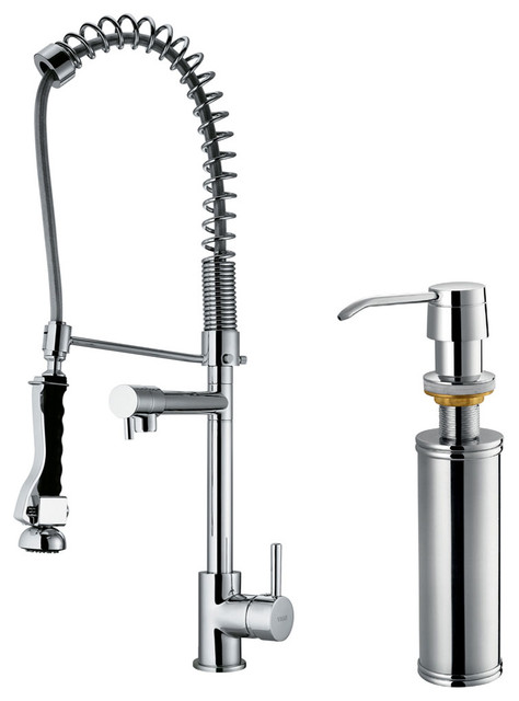 Vigo Chrome Pull-Down Spray Kitchen Faucet with Soap Dispenser