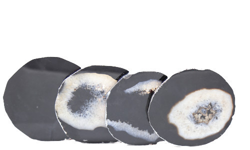 Black Agate Coasters--Silver Plated