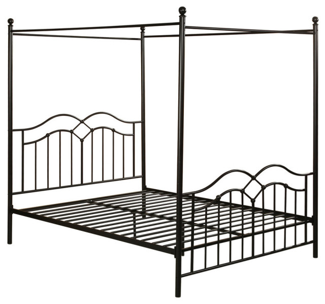 Simona Traditional Iron Canopy Queen Bed Frame Traditional Canopy Beds by GDFStudio Houzz