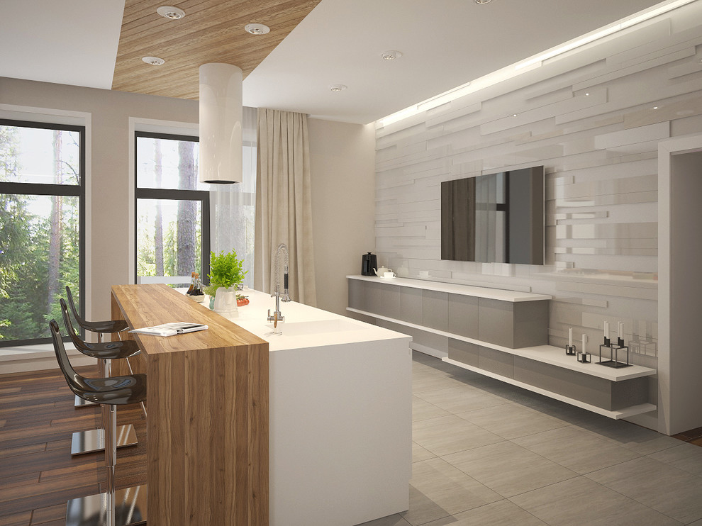 Интерьер двухэтажного загородного дома