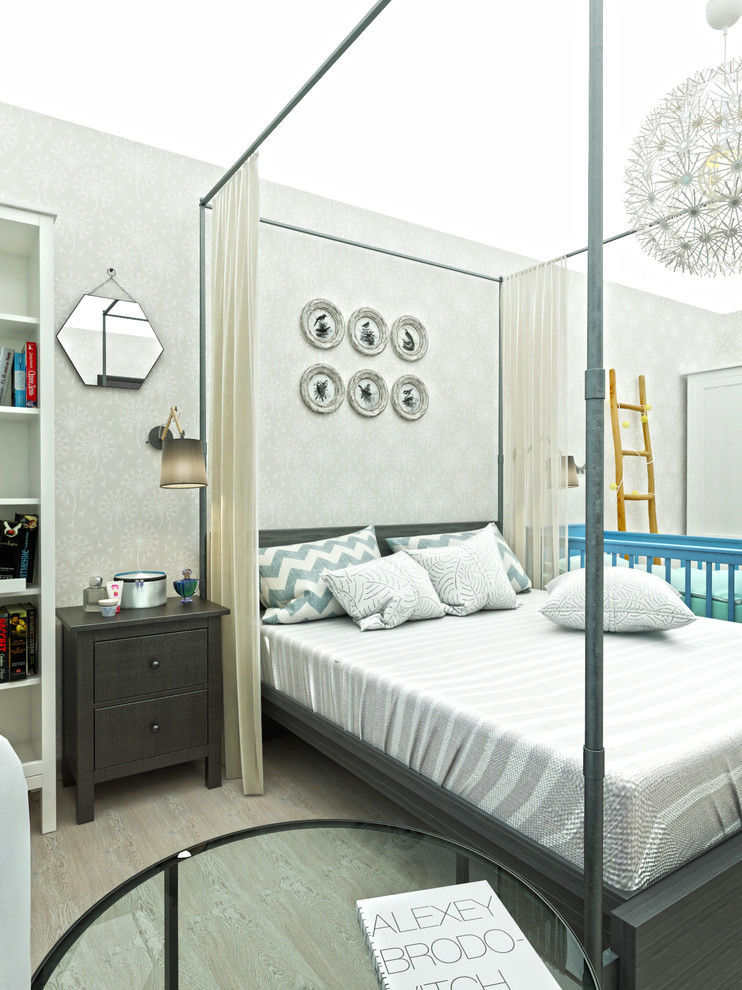 комната в однушке для молодой пары с новорожденным в современном стиле