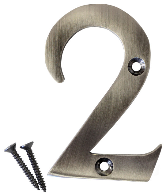 RCH Hardware Brass Modern House Number, 3-Inch, Various Finishes, Antique Nickel