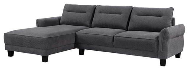 Coaster Caspian Fabric Upholstered Curved Arms Sectional Sofa Gray