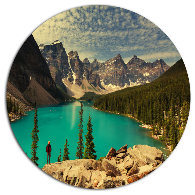 Beautiful Moraine Mountain Lake, Landscape Disc Metal Artwork, Disc of ...