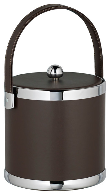 Kraftware Contempo Brown Ice Bucket with Stitched Handle, 3 qt.