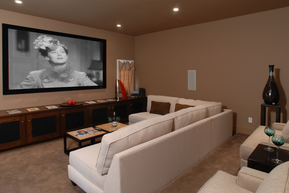 Photo of a country home theatre in Los Angeles.