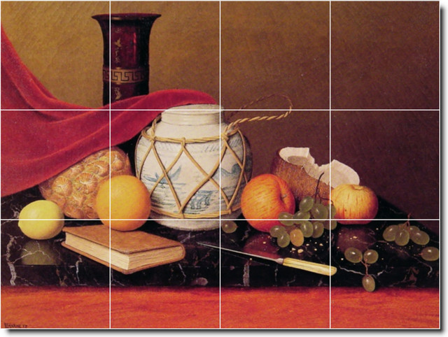 William Harnett Fruit Vegetables Painting Ceramic Tile Mural #58, 32"x24"