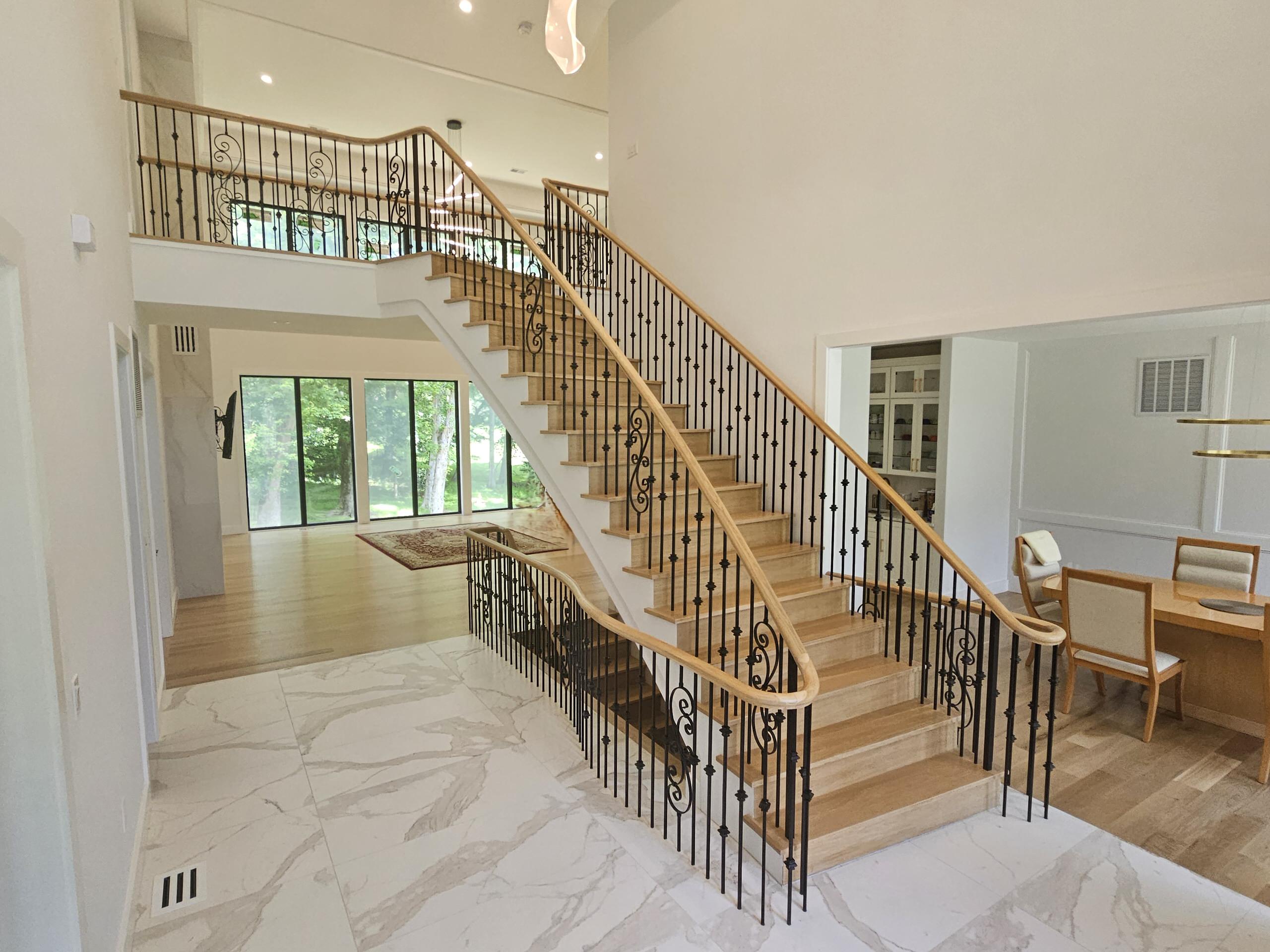 120_Luxurious White Oak Stair with Iron Balusters, Great Falls, 22066