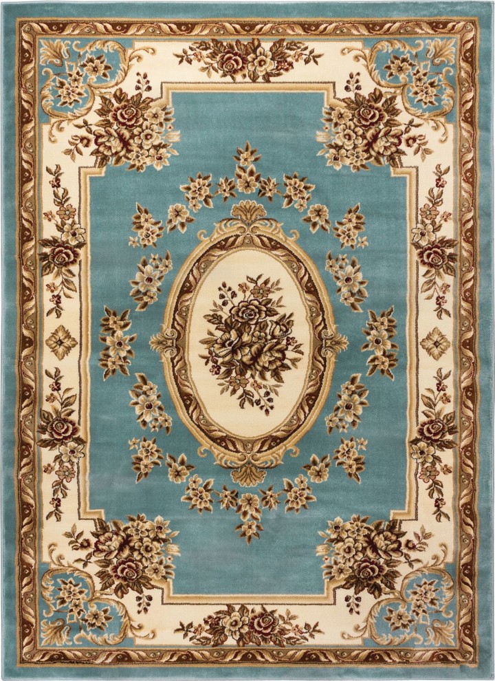 Timeless Le Petit Palais Light Blue Traditional Well Woven Area Rug