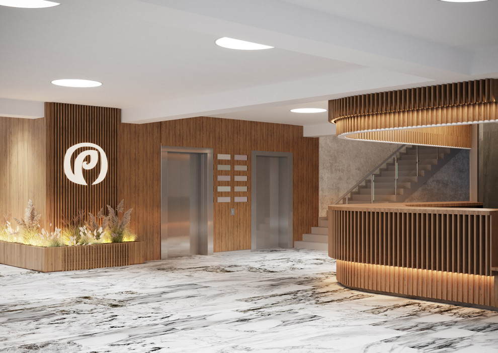 интерьеры лобби и кафе пансионата Петрово-Дальнее