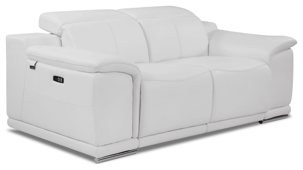 Italian Leather Power Reclining Loveseat Contemporary