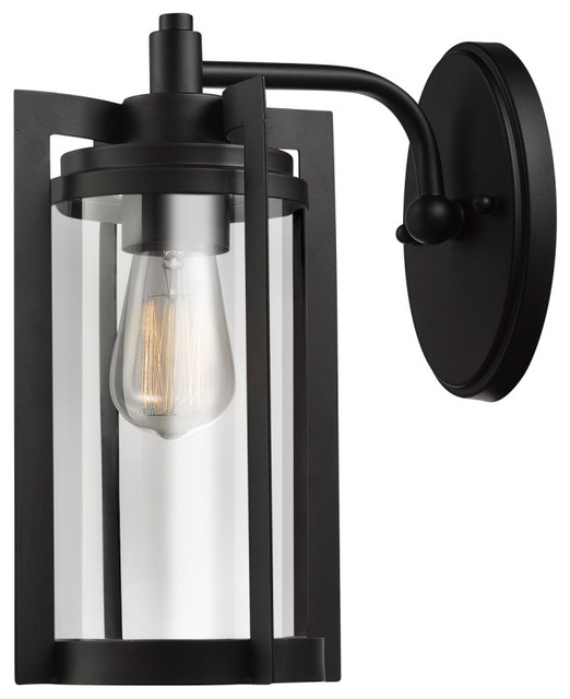 Theo 12 1 Light Dark Bronze Outdoor Wall Sconce With Clear Glass Theo 12 1 Light Dark Bronze Outdoor Wall Sconce With Clear Glass Shade Industrial Lights And Sconces By Globe Electric