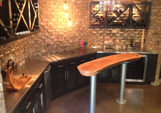 Stainless Steel Countertops Contemporary Home Bar Atlanta