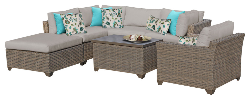 Monterey 7 Piece Outdoor Wicker Patio Furniture Set 07d