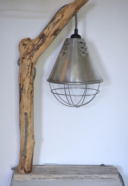 Lampe bois flotté galet - Lampe design