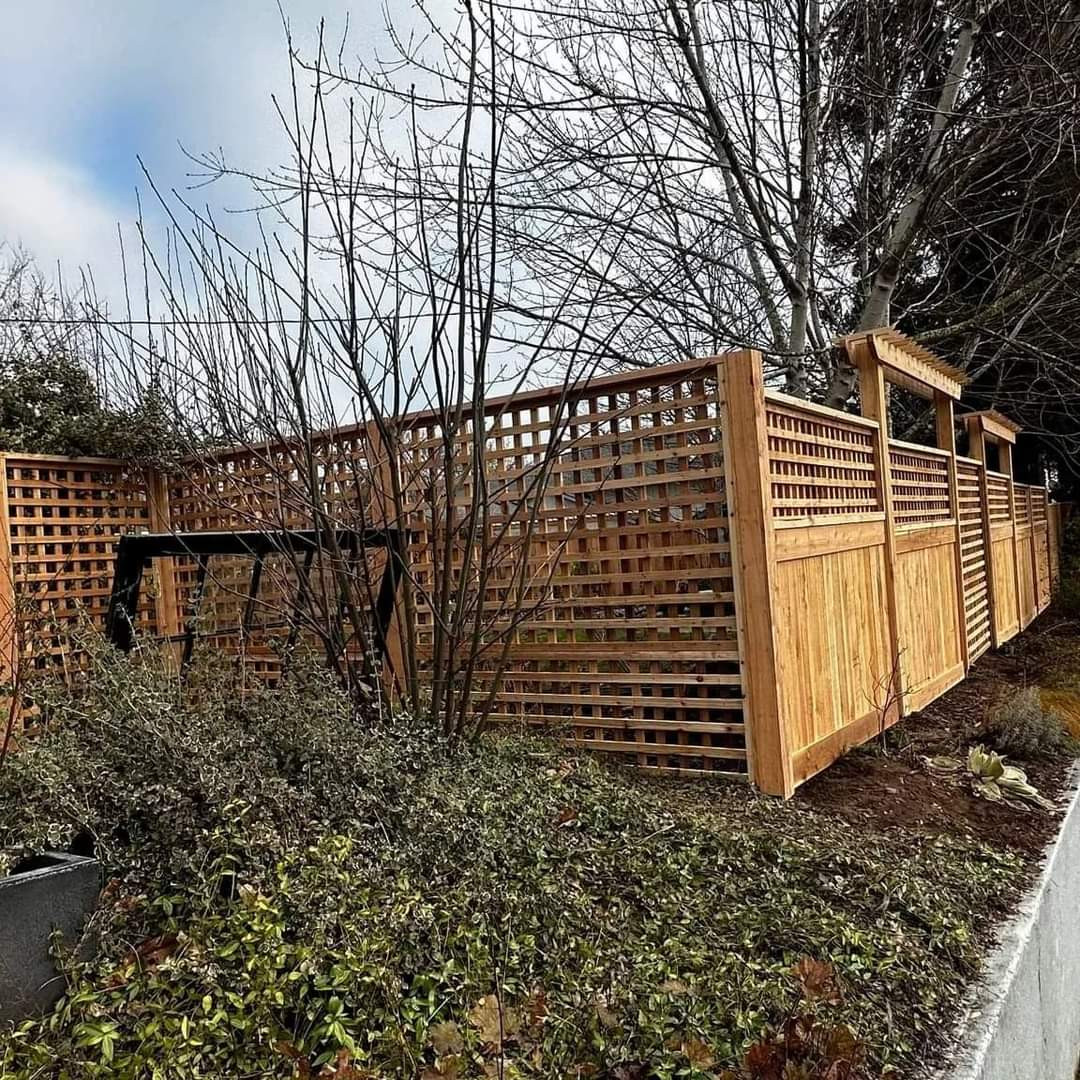 Costum fence with treillice and square lattice