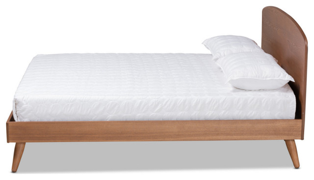 Platform Bed Walnut Back Rests Westra Modern Farmhouse Walnut Effect Platform Bed, Full - Midcentury ...