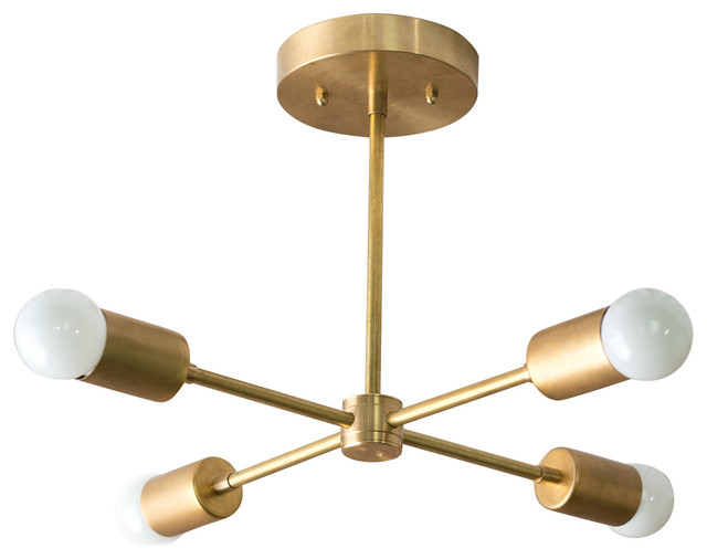Gold 4 Spoke Sputnik Modern Ceiling Light