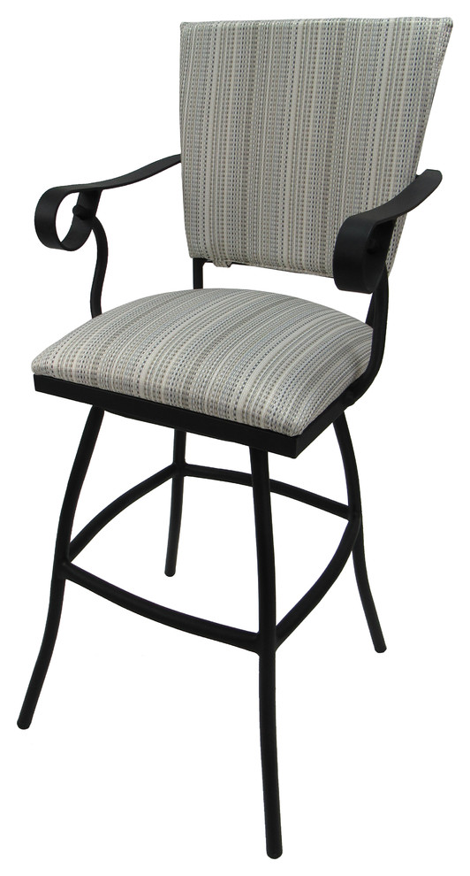 Outdoor Patio Extra Tall Spectator Swivel Bar Stool, Padded Back Jenna, 35