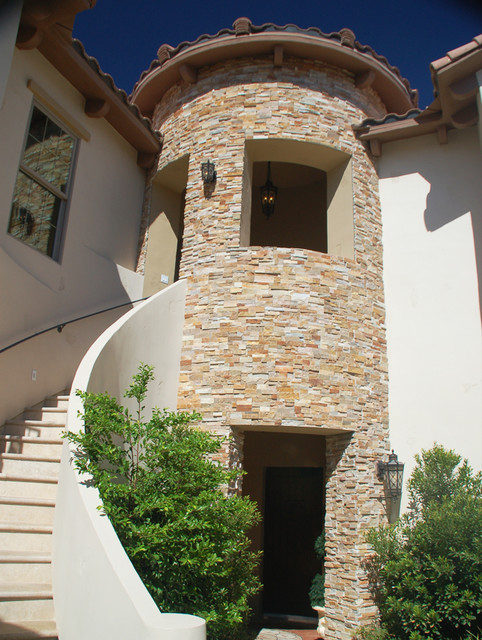 Stone Turret Terracotta Home Mediterranean Exterior 