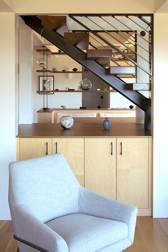Open Stairs With Cabinet Below Coastal Staircase San