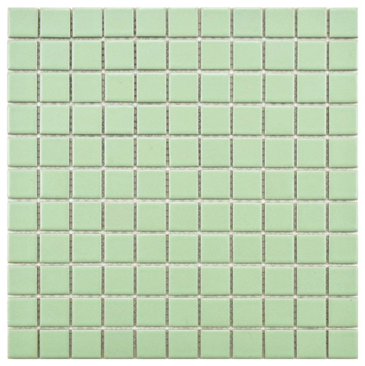 SomerTile 12-inch Victorian Matte Green Porcelain Mosaic Tiles, Set of 10