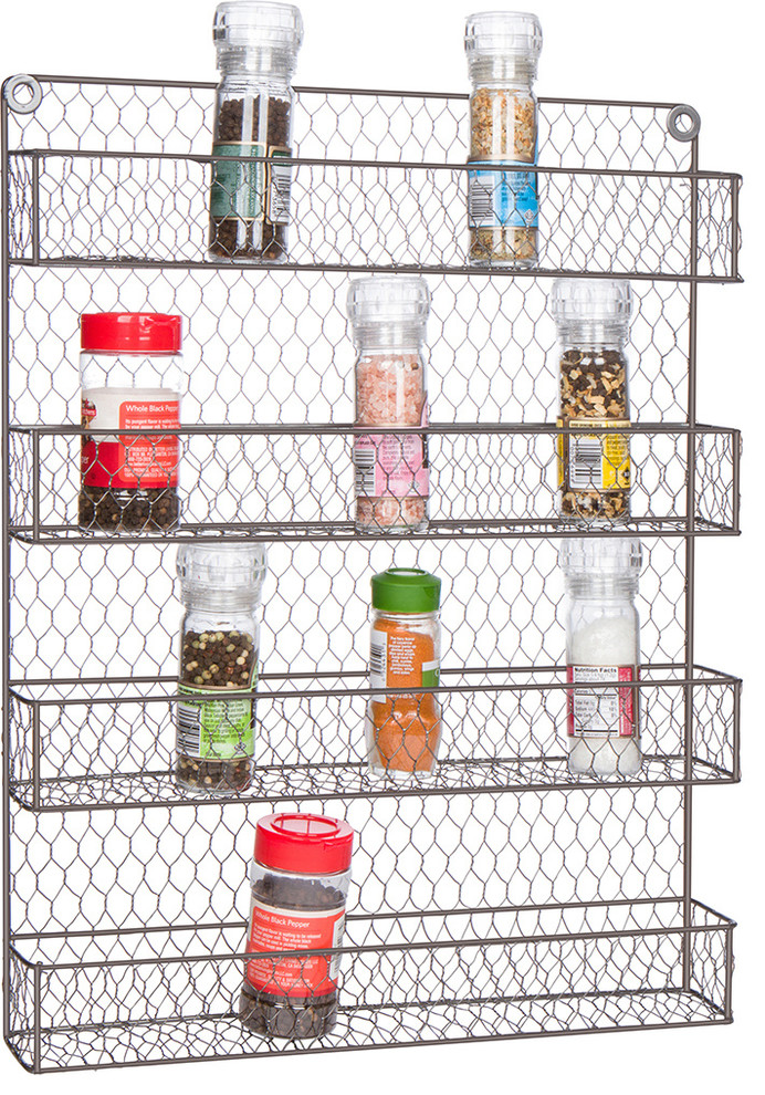 4-Tier Wire Spice Rack Storage Organizer - Wall Mount or Countertop
