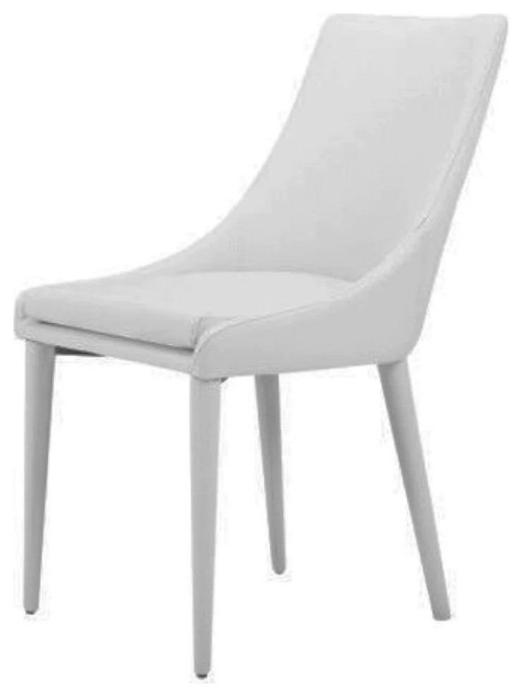 Rosalyn Modern White Leatherette Dining Chair, Set of 2 Midcentury