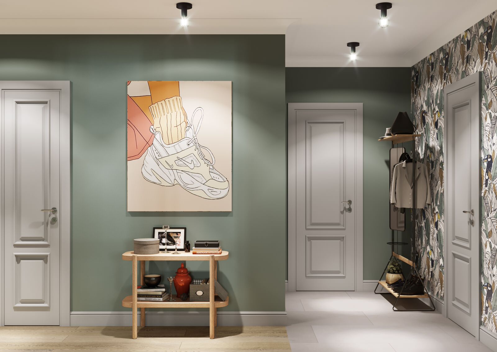 Квартира с монстерой и бетоном. Площадь 80 м2