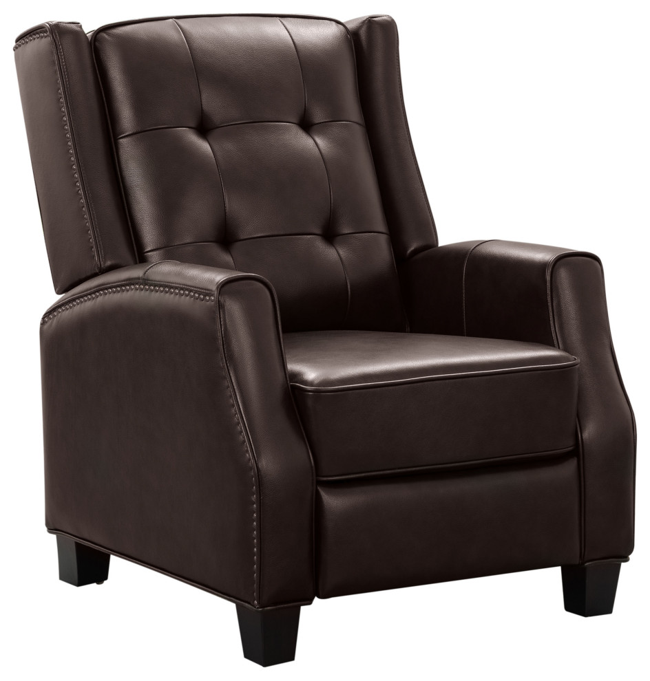 Garrett Leather Pushback Recliner Transitional Recliner Chairs by