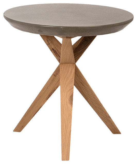 Outdoor Concrete And Oak Side Table Midcentury Outdoor Side Tables By Design Mix Furniture